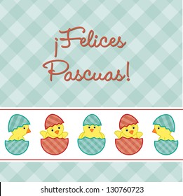 Spanish Baby Chicks Easter card in vector format.