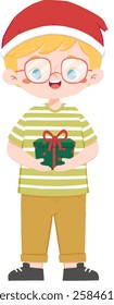 Spanish boy bring Christmas gift