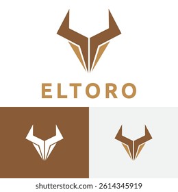 Spanish Brave Horned Eltoro Bull Animal Head Logo Template