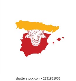 spanish bull and map illustration, vector art.