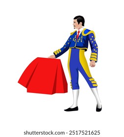 Spanish bullfighter (Matador) icon on white background. Vector art illustration