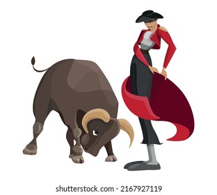 Spanish Bullfighting Cartoon Style Vector Illustration Stock Vector ...