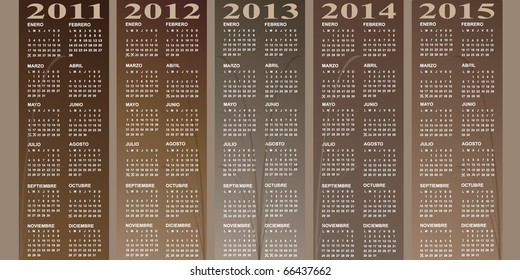 Spanish calendar 2011 - 2012 - 2013 - 2014 - 2015