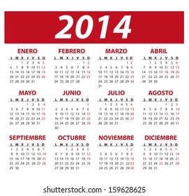 Spanish calendar 2014. vector illustration. 