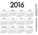 Spanish Calendar for 2016. Mondays first. Vector illustration