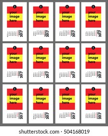 Spanish calendar 2017
12 months in individual sheets ready to insert image and logo
