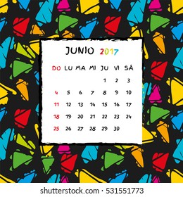 Spanish Calendar 2017. Barcelona pattern. Vector pattern.
