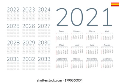 Spanish Calendar 2021 2033 On White Stock Vector (Royalty Free ...