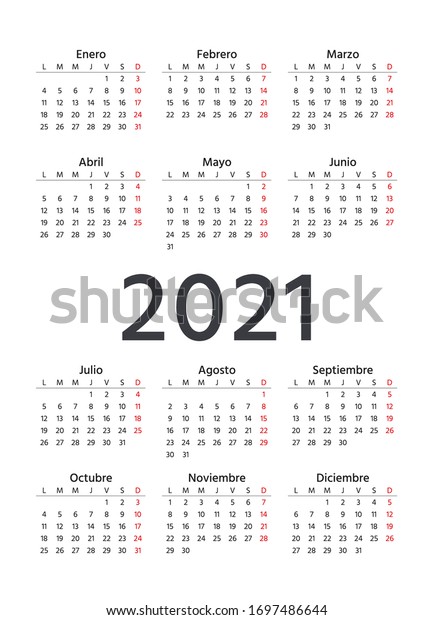 Spanish Calendar 2021 Year Vector Week Stock Vector (Royalty Free ...