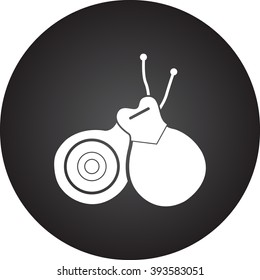Spanish castanets simple icon on round background