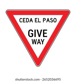 ceda el paso espanhol dar a estrada sinal vetor - triangular vermelho e branco tráfego aviso para a segurança rodoviária, perfeito para a espanha ou projeto da américa latina, eps ilustração