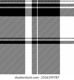 Spanish check texture vector, gorgeous textile fabric tartan. Celebrate background seamless pattern plaid in white and black colors palette.