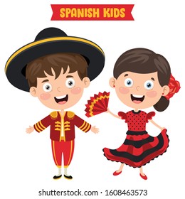 Spanish Children Wearing Traditional Clothes