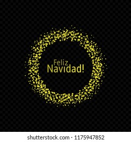 Spanish Christmas label. Feliz Navidad, Golden confetti label