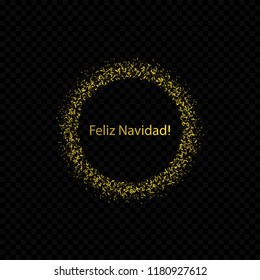 Spanish Christmas label. Feliz Navidad, Golden confetti label