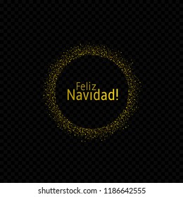 Spanish Christmas label. Feliz Navidad, Golden confetti label