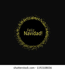 Spanish Christmas label. Feliz Navidad, Golden confetti label