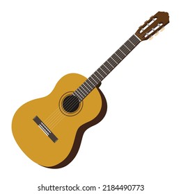 A spanish classical guitar with nylon strings. Editable EPS 10 vector graphic illustration isolated on white background.