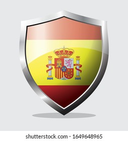 Spanish country flag shield icon with white background