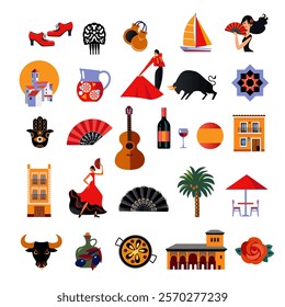 spanish culture signs and symbols, buildings, flamenco, corrida, town