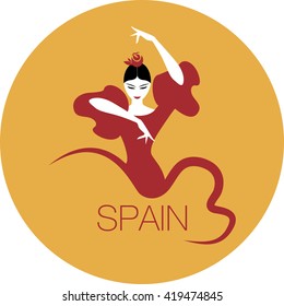 Spanish Dancer. Elegant woman dancing flamenco. Vector good for logo