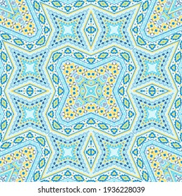 Spanish endless pattern graphic design. Arabesque geometric texture. Clothes print in ethnic style. Embroidery motifs in antique style.
