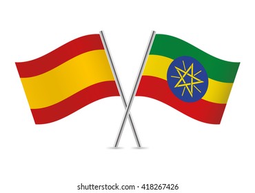 Spanish and Ethiopian flags. Vector illustration.