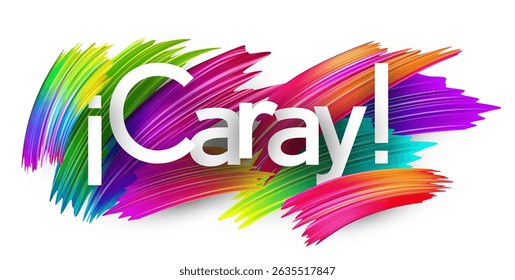 Spanish expression for Wow displayed in bold white text with vibrant paint strokes behind