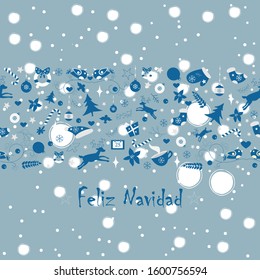 Spanish "Feliz Navidad". Merry Christmas, Winter Seamless, Background Pattern.