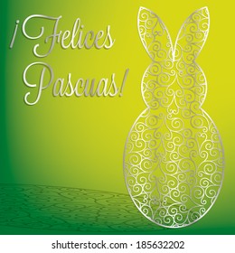 Spanish filigree bunny 'Happy Easter' card in vector format