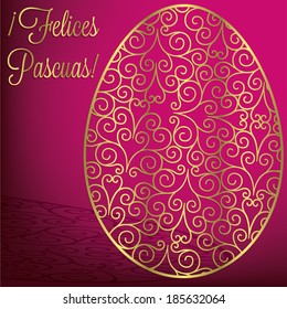 Spanish filigree egg 'Happy Easter' card in vector format