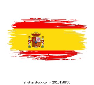 Spanish flag brush grunge background. Vector illustration.