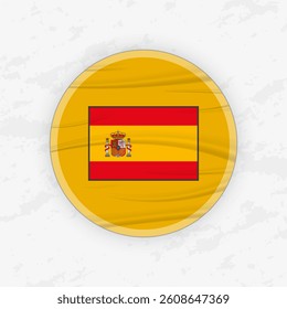 Spanish Flag in a Circular Emblem Design, Abstract Round Sticker Illustration. This high-quality vector graphic is perfect for use in patriotic designs, international events, sport competitions.