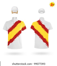 Spanish flag design template of two-color polo shirts.