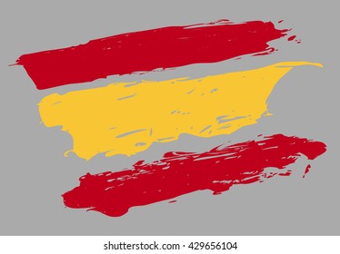 Spanish flag.  Kingdom of Spain  Hand drawn vector image.