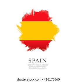 Spanish flag made in brush stroke background
