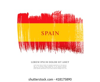 Spanish flag made in brush stroke background