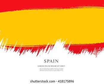 Spanish flag made in brush stroke background