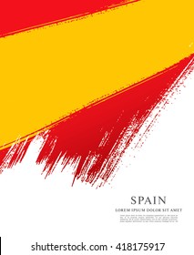 Spanish flag made in brush stroke background