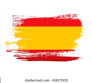 Spanish flag made in brush stroke background