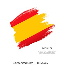 Spanish flag made in brush stroke background
