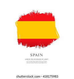 Spanish flag made in brush stroke background