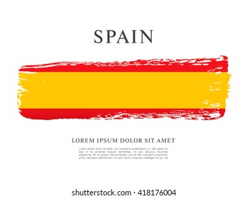 Spanish flag made in brush stroke background