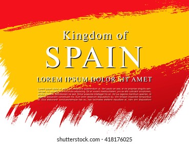 Spanish flag made in brush stroke background