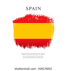 Spanish flag made in brush stroke background