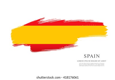 Spanish flag made in brush stroke background