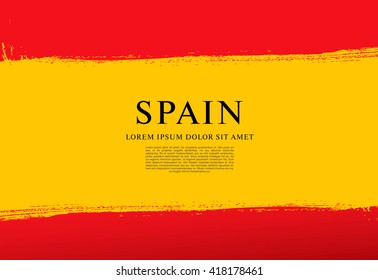 Spanish flag made in brush stroke background