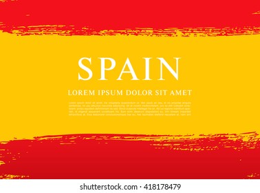 Spanish flag made in brush stroke background