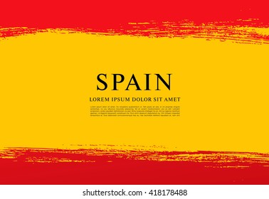 Spanish flag made in brush stroke background