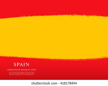 Spanish flag made in brush stroke background